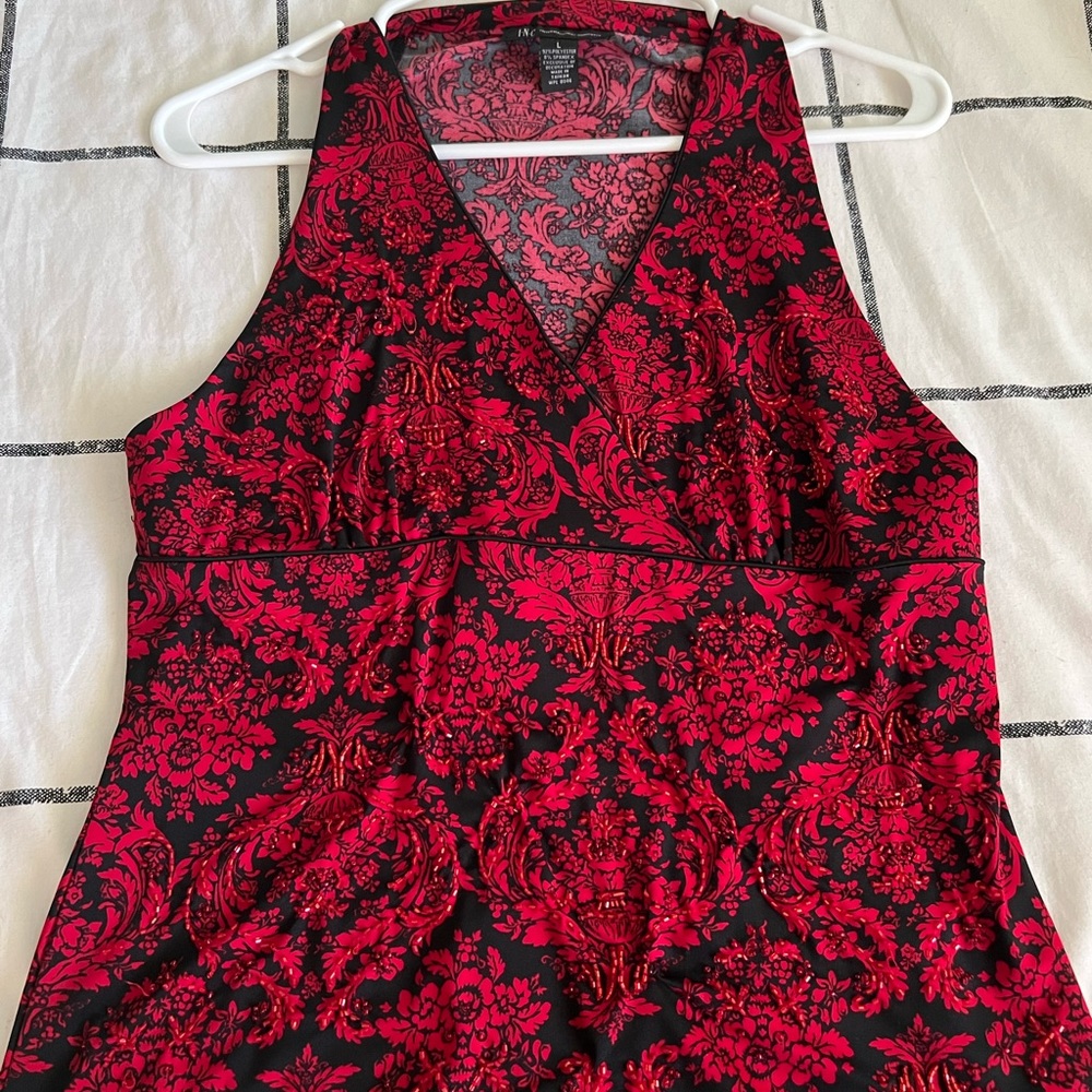 red vintage beaded tank top